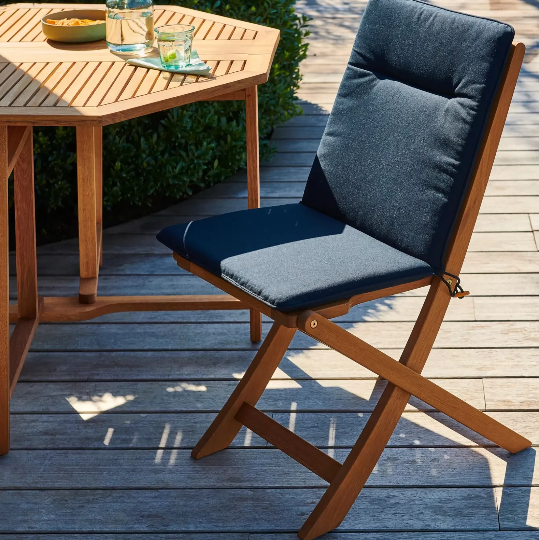 CASA Azur Cojines De Jardín Para Silla Pleg Negro New