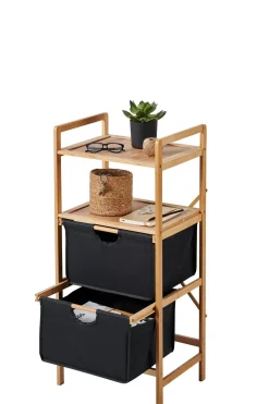 CASA Bamboo Cajonera 2 Cajones Negro, Natural Hot
