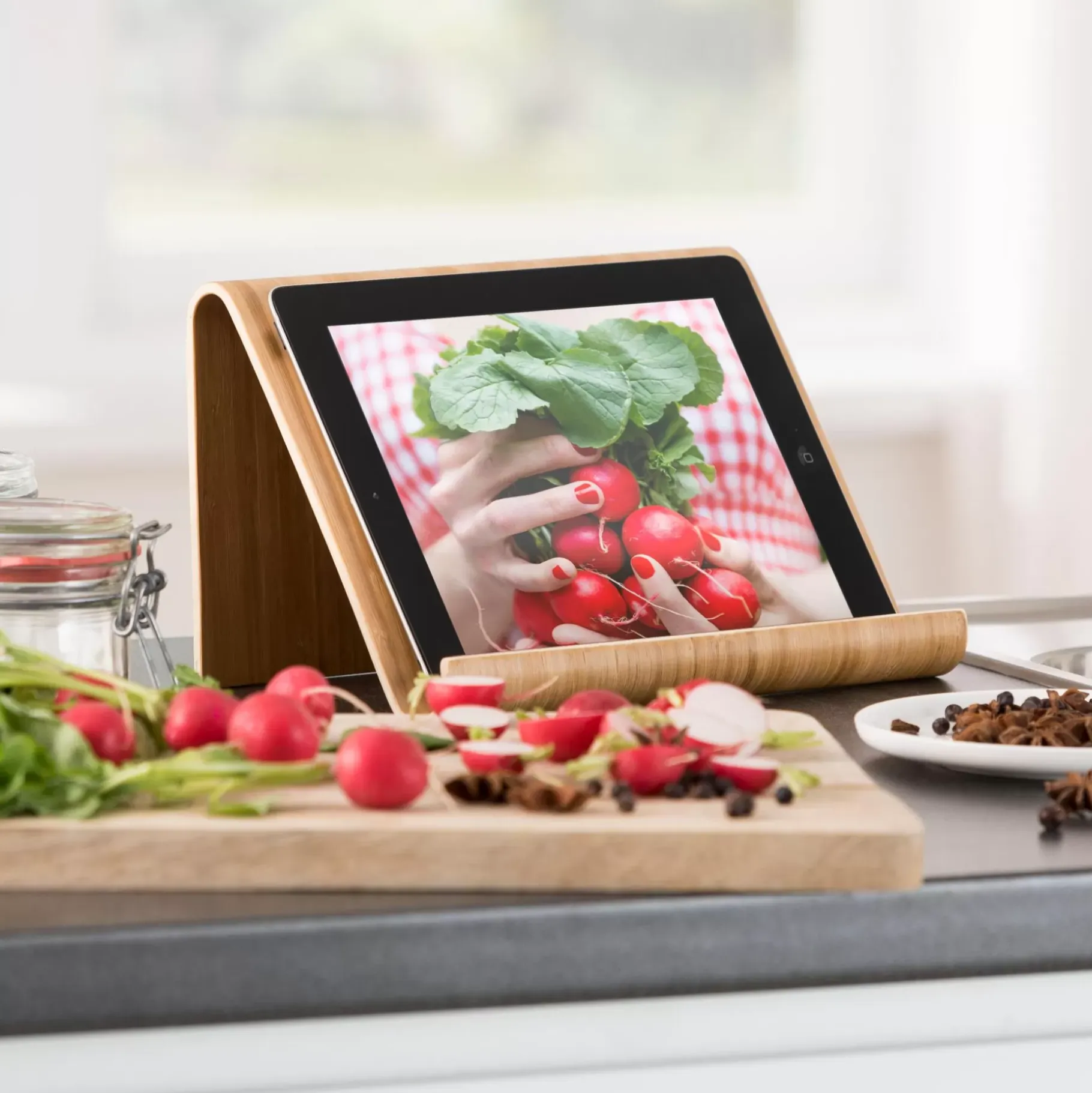 CASA Bambus Soporte Tableta Atril De Cocina Natural Discount