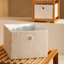 CASA Basic Boucle Cesta De Almacenaje Off White/Sand Best