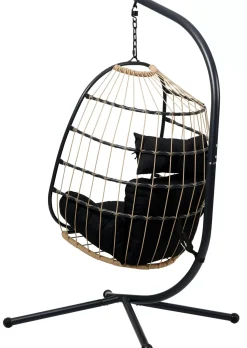 CASA Bazai Silla Colgante Con Soporte Negro Discount