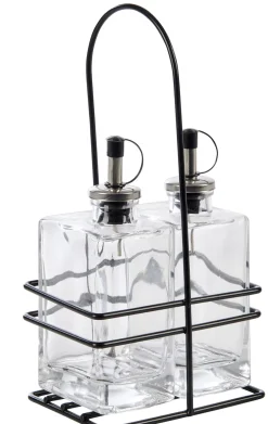 CASA Bistro Aceitera Y Vinagrera En Soporte Negro, Transparente Best