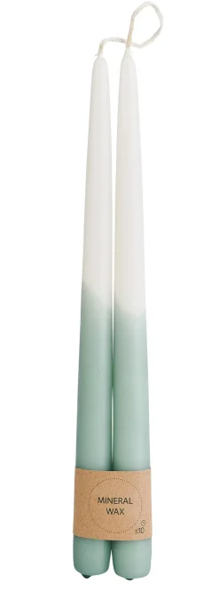 CASA Duo Velas Largas Juego De 2 Crema, Menta, Multicolor New