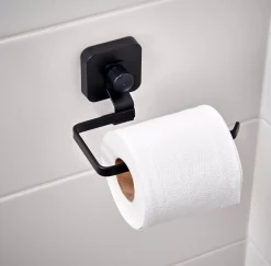 CASA Industria Soporte Papel Higien Con Ventosa Negro Hot