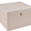 CASA Linolux Caja De Almacenaje Con Tapa Beis Discount