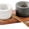 CASA Marble Pimentero/Salero Con Cuchara Y Sop. Negro, Blanco, Natural