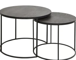 CASA Memphis Mesas Auxiliares Juego De 2 Patas Negro Hot