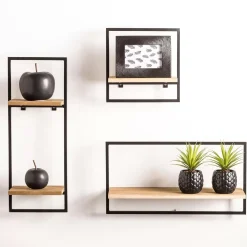 CASA Mix&Match Estanteria De Pared Negro, Natural Clearance
