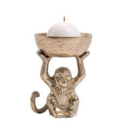 CASA Monkey Soporte Para Velas Dorado New