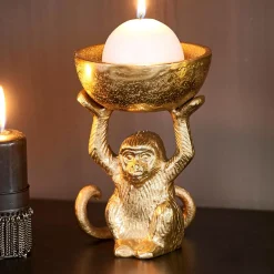 CASA Monkey Soporte Para Velas Dorado New