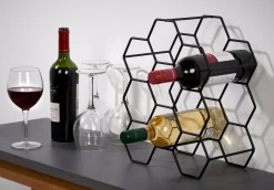 CASA Nau Botellero Para 9 Botellas Negro Hot