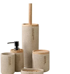 CASA New Resin Cepillo Wc En Soporte Natural New