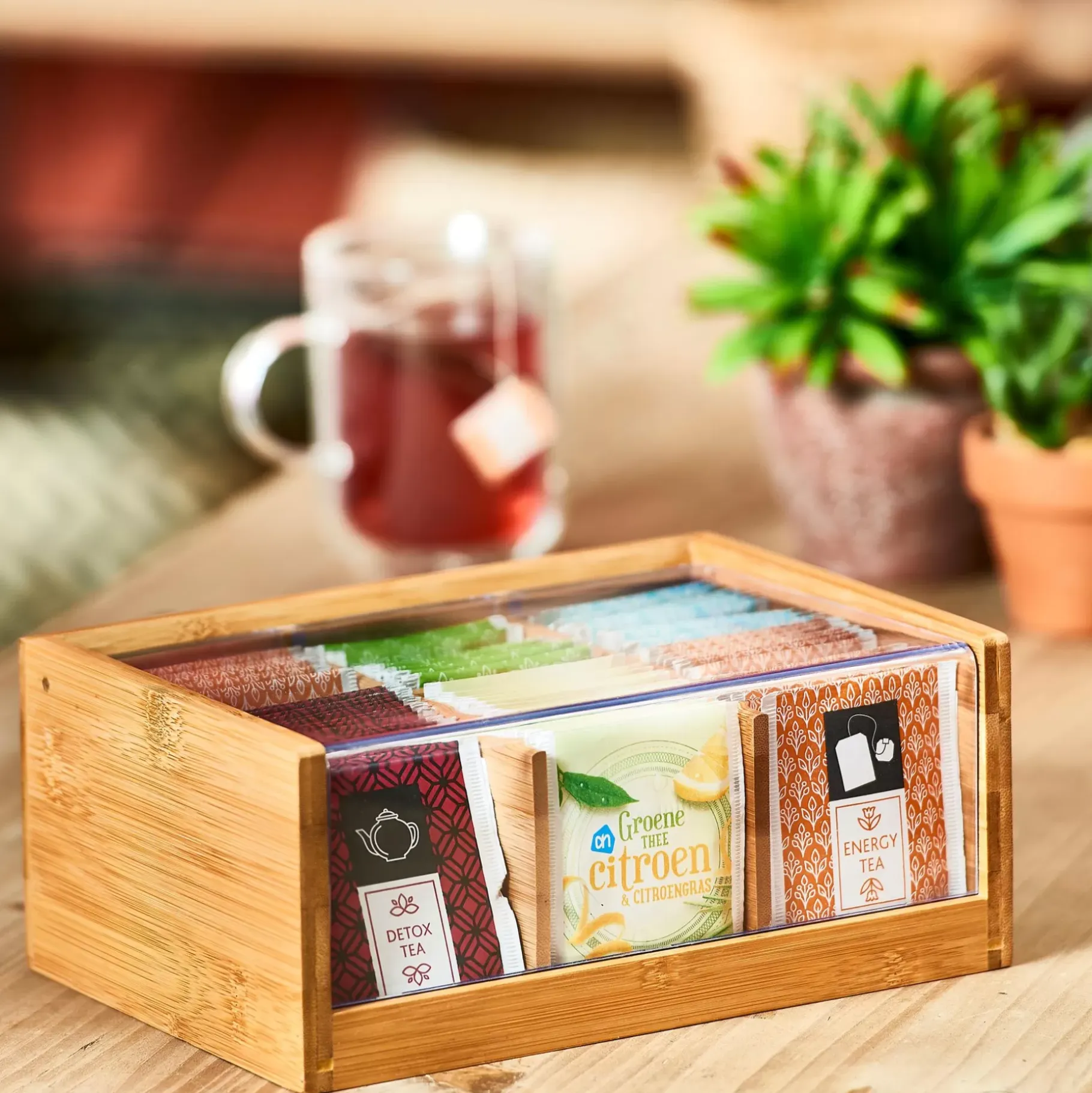 CASA Panda Caja Para Te 6 Compart. Transparente, Natural Outlet