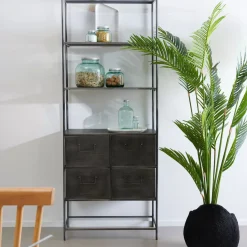 CASA Pharma Estanteria De Pared Con 4 Cajones Negro Clearance