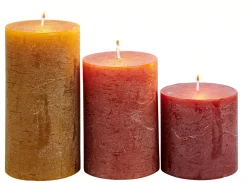 CASA Rustic Velas Juego De 3 Verde, Crema, Morado Claro Outlet