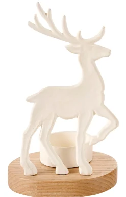 CASA Scandy Deer Soporte Para Vela Pequena Blanco, Natural New