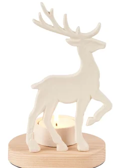 CASA Scandy Deer Soporte Para Vela Pequena Blanco, Natural New