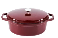 CASA Stew Olla Hierro Fundido Ovalado Rojo Oscuro