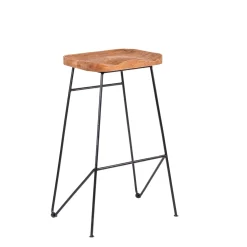 CASA Teak Taburete Bar Negro, Natural Online